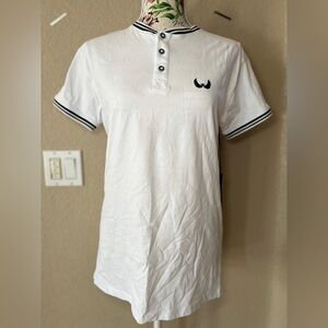 Nick Danger Men's Flex Fit Short Sleeve Henley Shirt White Size S NWT